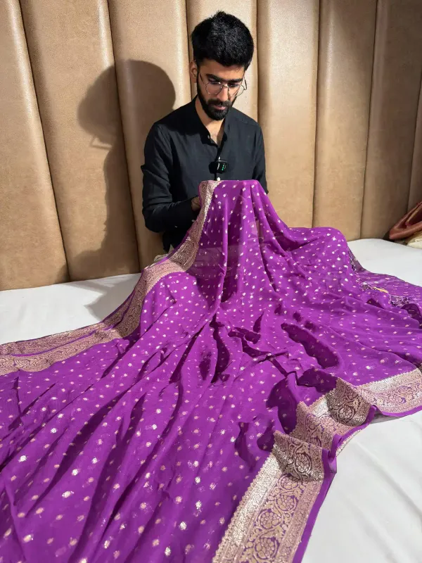 Purple_Color_Viscose_Georgette_Saree