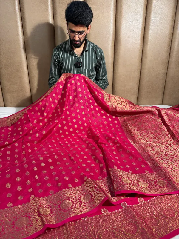 Rani_Pink_Semi_Khaddi_Georgette_Buti_Banarasi_Saree