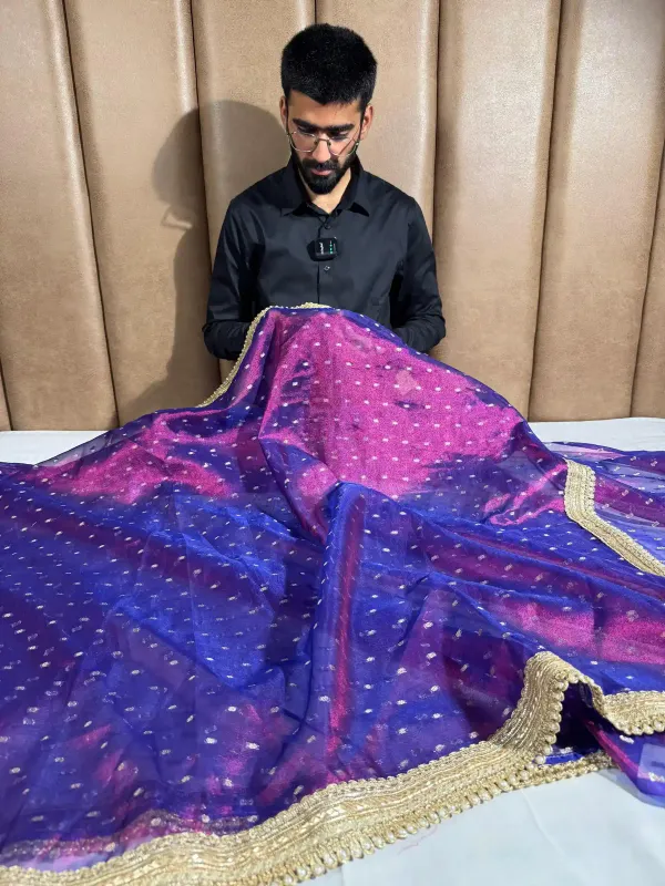 Rare_Baigani_Tissue_Silk_Designer_Lace_Work_Banarasi_Saree