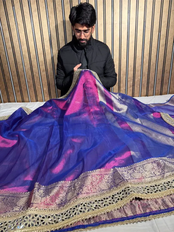 Rare_Baigani_Tissue_Silk_Mirror_Work_Banarasi_Saree