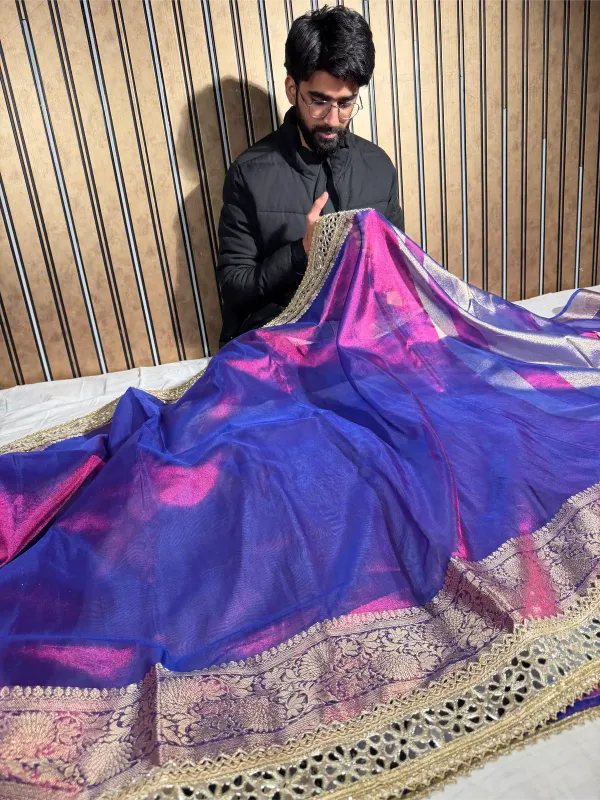 Rare_Baigani_Tissue_Silk_Mirror_Work_Banarasi_Saree