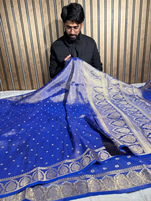 Royal_Blue_Breathable_Tissue_Silk_Traditional_Buti_Weave_Banarasi_Saree