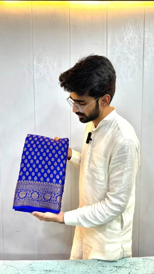 Royal_Blue_Georgette_Silk_Khaddi_Buti_Banarasi_Saree