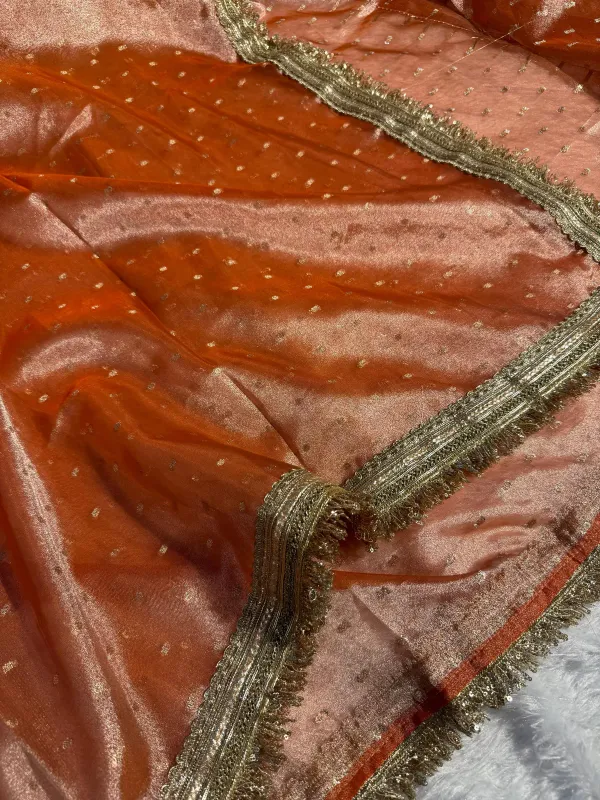 Rust_Orange_Tissue_Silk_Zari_Buti_Gota_Lace_Work_Banarasi_Saree