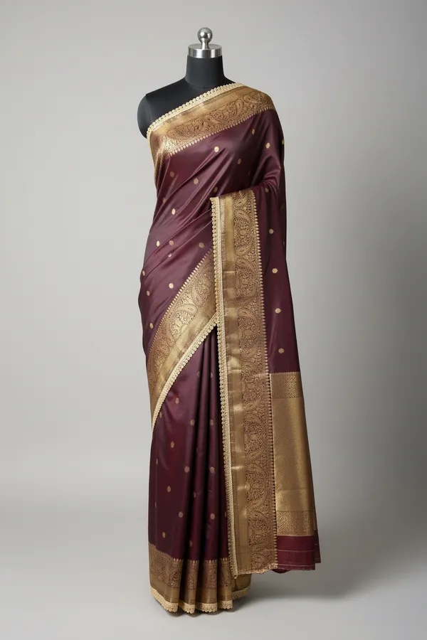 Unique_Cola_Shade_Semi_Katan_Silk_Banarasi_Saree_with_Moti_Lace