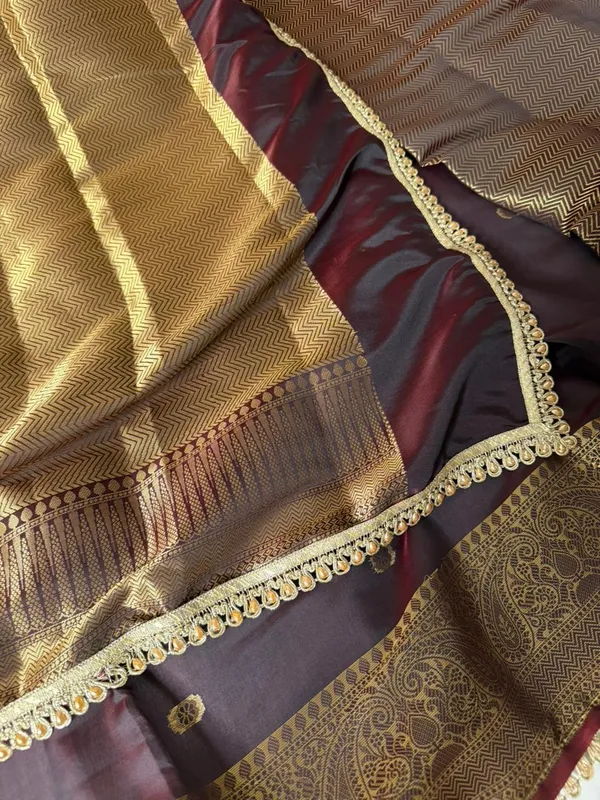 Unique_Cola_Shade_Semi_Katan_Silk_Banarasi_Saree_with_Moti_Lace