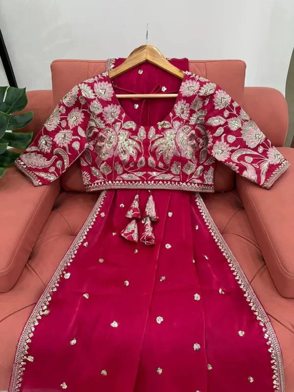 Rani_Pink_Shimmery_Tissue_Silk_Designer_Saree