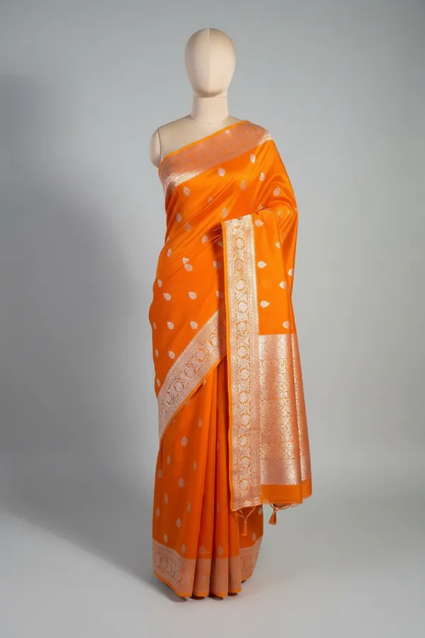 Bright_Orange_Soft_Silk_Buta_Weave_Banarasi_Saree