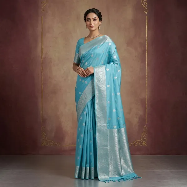 Sky_Blue_Colour_Soft_Silk_Khaddi_Buti_Banarasi_Saree