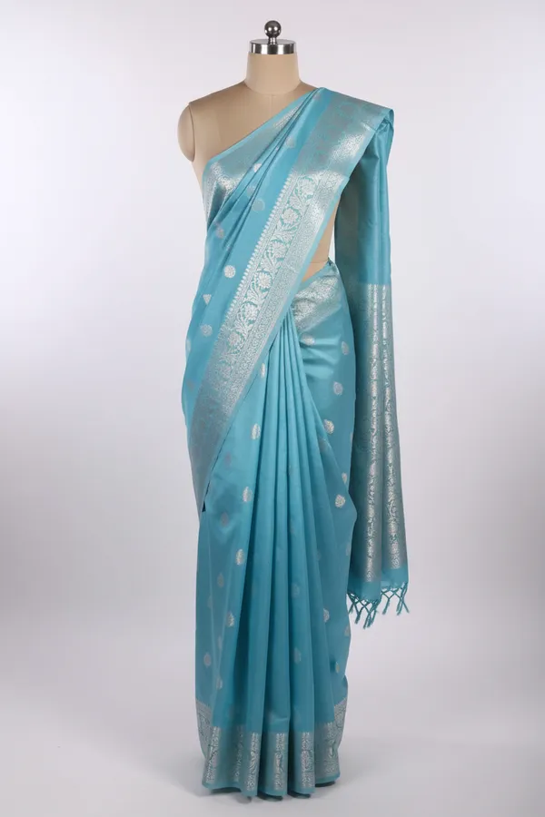 Sky_Blue_Colour_Soft_Silk_Khaddi_Buti_Banarasi_Saree