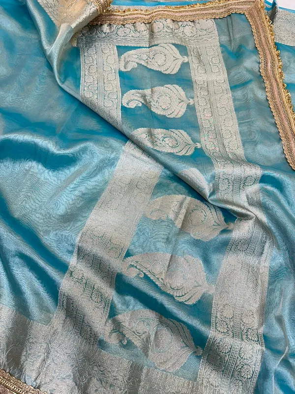Sea_Blue_Tissue_Silk_Lace_Attached_Banarasi_Saree