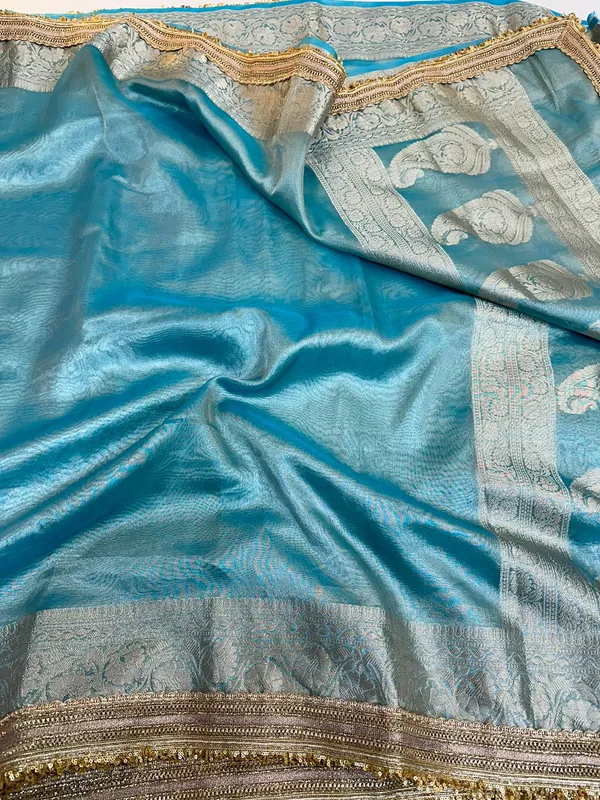 Sea_Blue_Tissue_Silk_Lace_Attached_Banarasi_Saree
