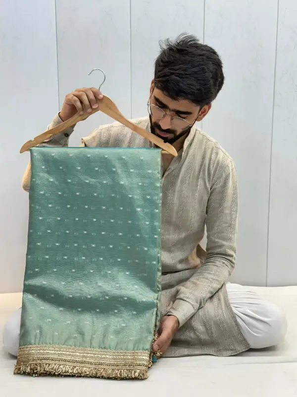 Sea_Green_Soft_Tissue_Silk_Lace_Work_Designer_Banarasi_Saree