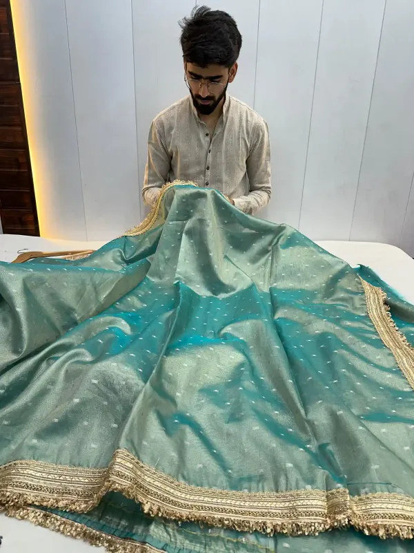 Sea_Green_Soft_Tissue_Silk_Lace_Work_Designer_Banarasi_Saree
