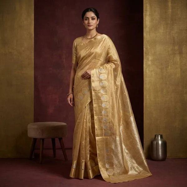 Copper_Tissue_Silk_Saree_with_rich_pallu_and_blouse
