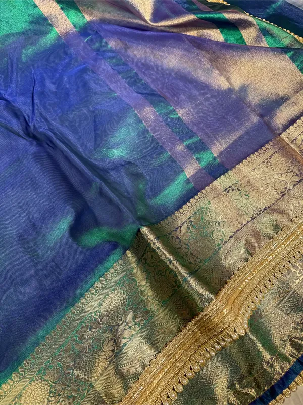 Rare_Peacock_Kora_Tissue_Silk_Designer_Lace_Attached_Banarasi_Saree