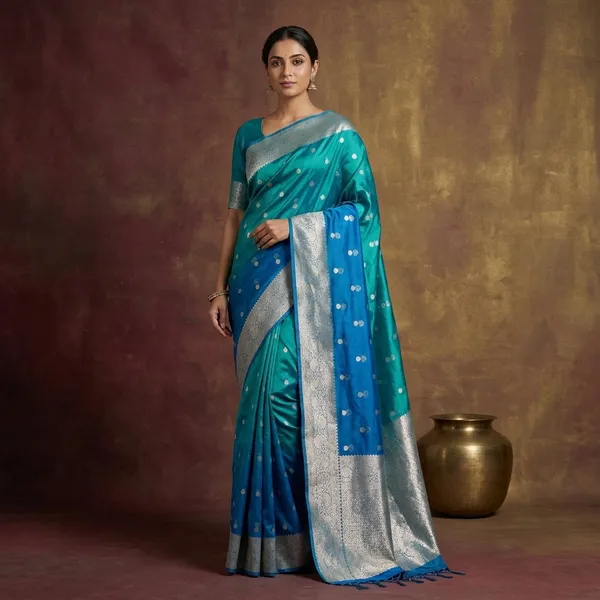 Rare_Peacock_Soft_Tissue_Silk_Khaddi_Buti_Concept_Banarasi_Saree