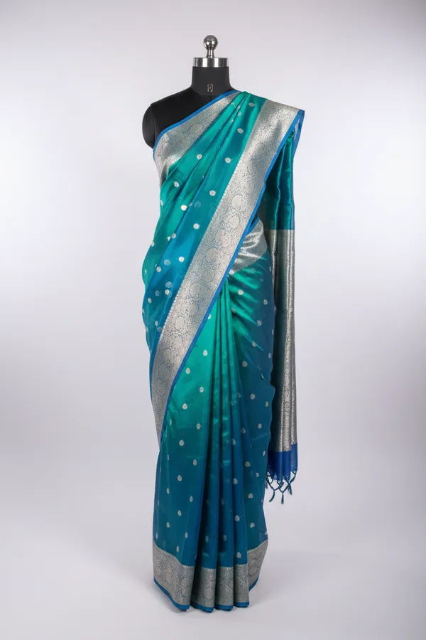 Rare_Peacock_Soft_Tissue_Silk_Khaddi_Buti_Concept_Banarasi_Saree