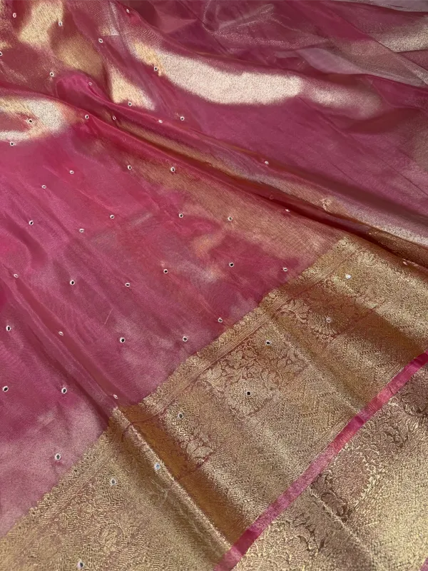 Metallic_Pink_Kora_Tissue_Mirror_Work_Banarasi_Saree