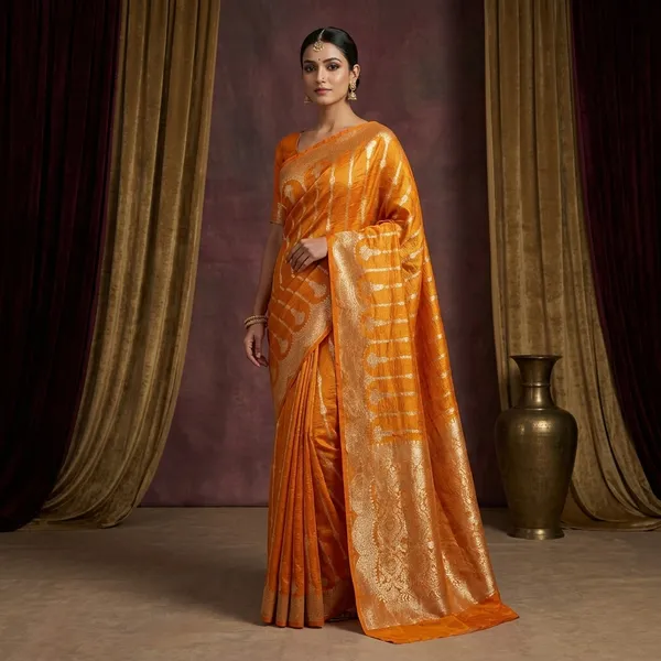 Rust_Orange_Crush_Tissue_Silk_Banarasi_Saree