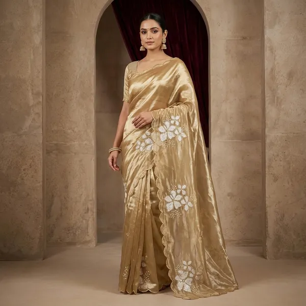 Real_Chiku_Shade_Shimmery_tissue_silk_saree_with_pallu_and_blouse