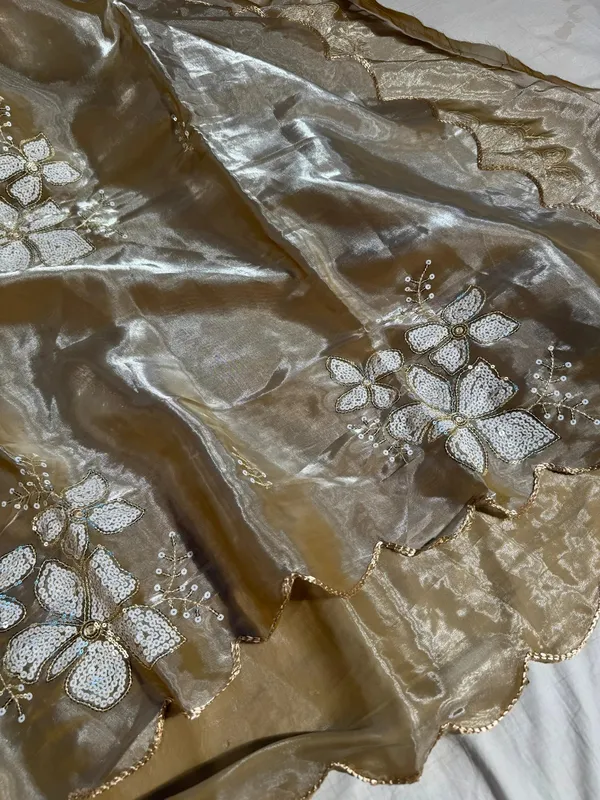 Real_Chiku_Shade_Shimmery_tissue_silk_saree_with_pallu_and_blouse
