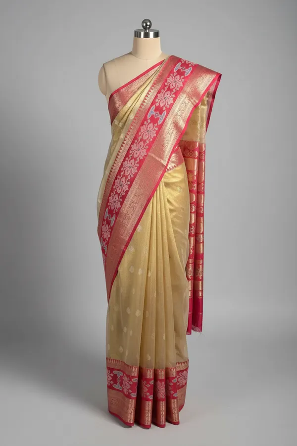 Copper_Contrast_Tissue_Silk_Buti_Banarasi_Saree