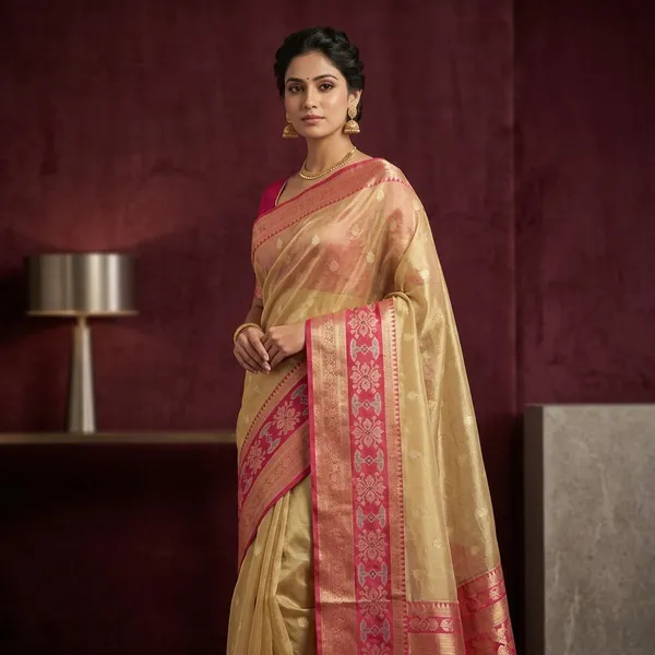 Copper_Contrast_Tissue_Silk_Buti_Banarasi_Saree