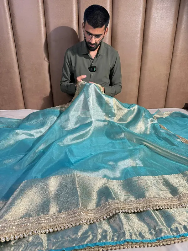 Metallic_Sea_Green_Tissue_Silk_Lace_Work_Banarasi_Saree