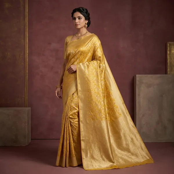 Golden_Tissue_Silk_Buti_Weave_Banarasi_Saree