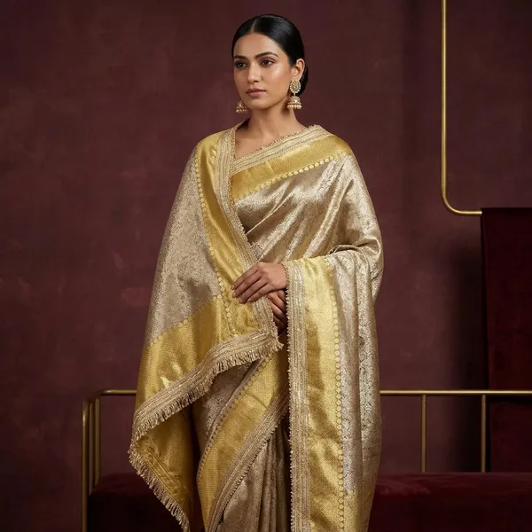 Copper_Shade_Kanjivaram_Tissue_Silk_Lace_Work_Saree