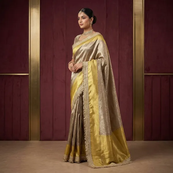 Copper_Shade_Kanjivaram_Tissue_Silk_Lace_Work_Saree