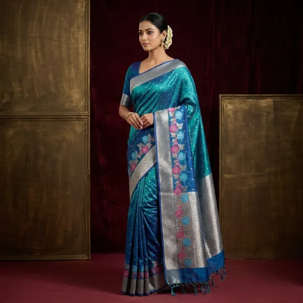 Rare_Peacock_Shade_Tissue_Silk_Meenakari_Banarasi_Saree