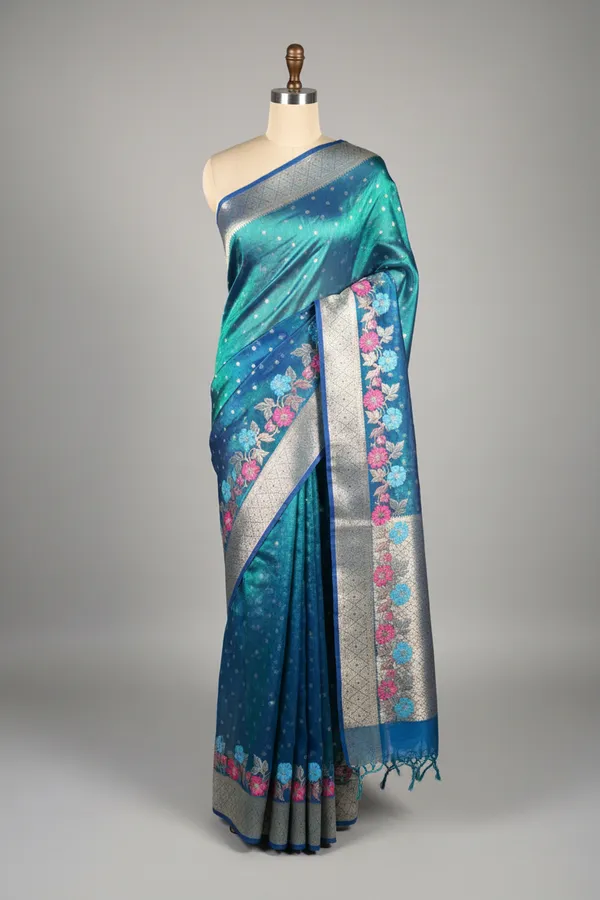 Rare_Peacock_Shade_Tissue_Silk_Meenakari_Banarasi_Saree
