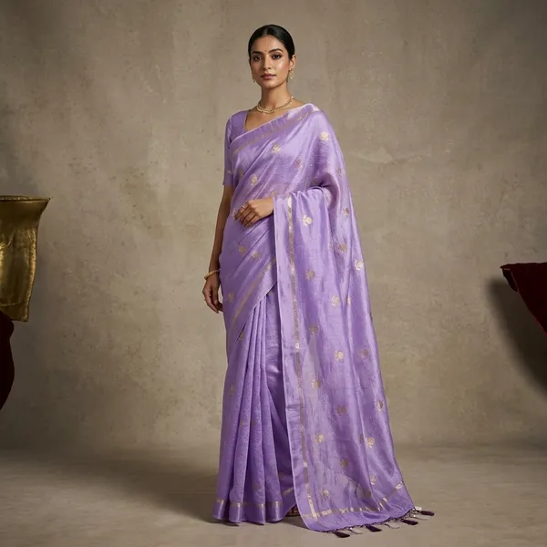 Bright_Baby_Lavandar_Viscose_Georgette_Buta_Banarasi_Saree