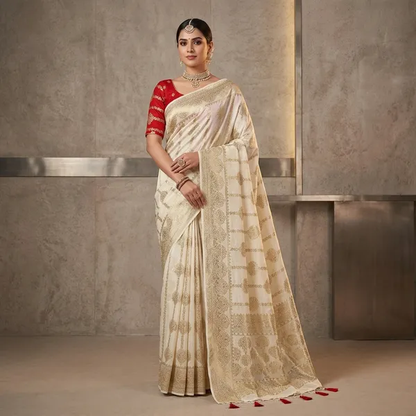Light_Creame_Shade_Viscose_Georgette_Banarasi_Saree