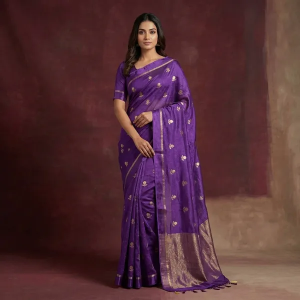 Bright_Purple_Viscose_Georgette_Buta_Banarasi_Saree