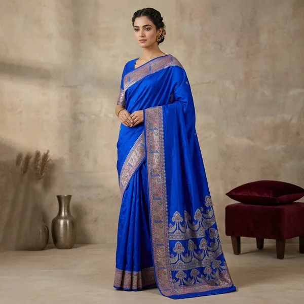 Royal_Blue_Warm_Silk_Golden_Zari_Border_&_Floral_Motifs_Banarasi_Saree