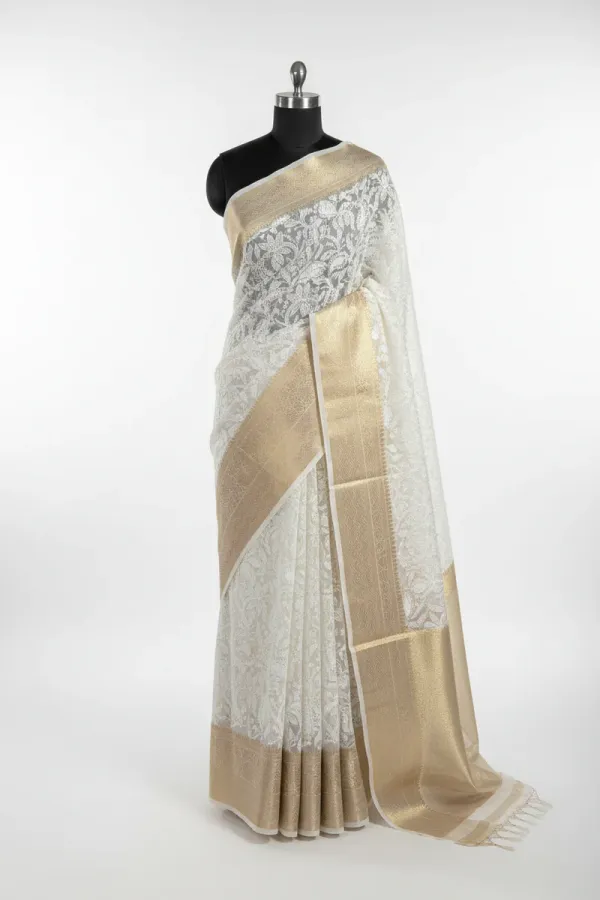 White_Organza_Banarasi_Chikankari_Saree