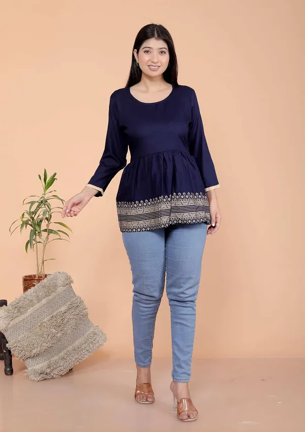 Navy_Blue_Cotton_Anarkali_Kurti_For_Women