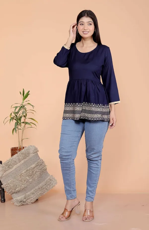 Navy_Blue_Cotton_Anarkali_Kurti_For_Women
