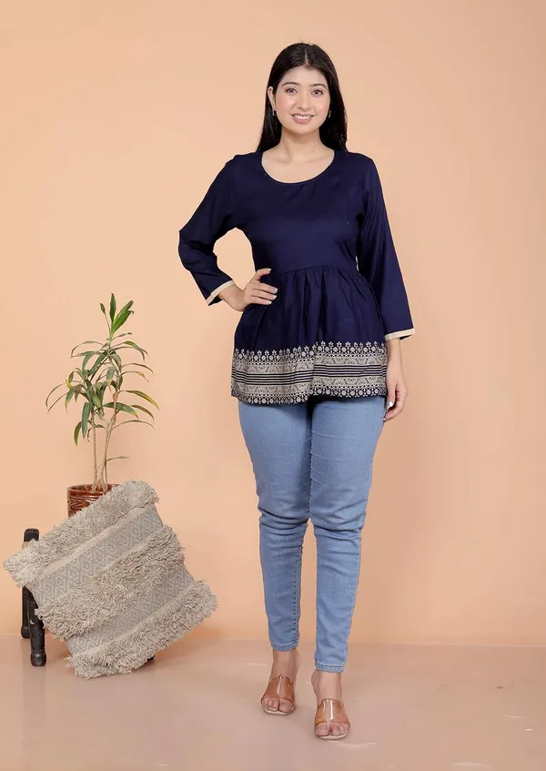 Navy_Blue_Cotton_Anarkali_Kurti_For_Women