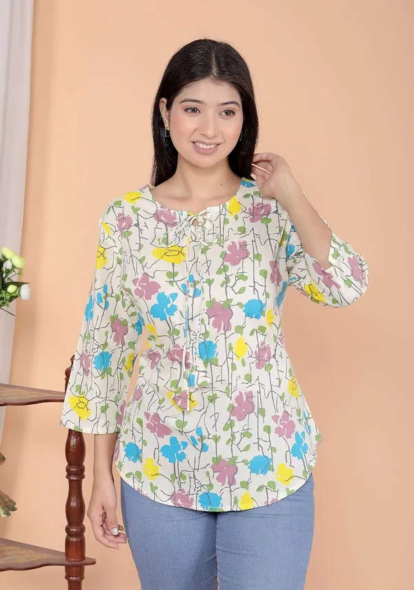 Cream_Cotton_Tunic_Kurti_For_Women