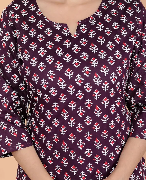 Wine_Rayon_Short_Kurti_For_Women