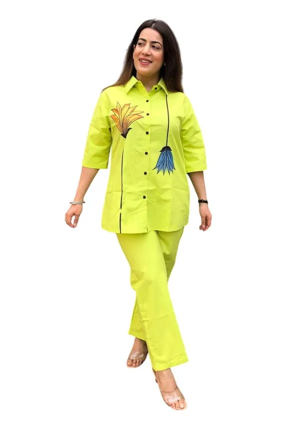 Yellow_Cotton_Polyester__Kurti_With_Pant_For_Women