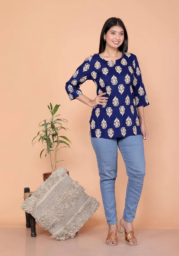 Dark_Blue_Rayon_Kurti_For_Women