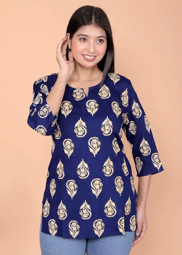 Dark_Blue_Rayon_Kurti_For_Women