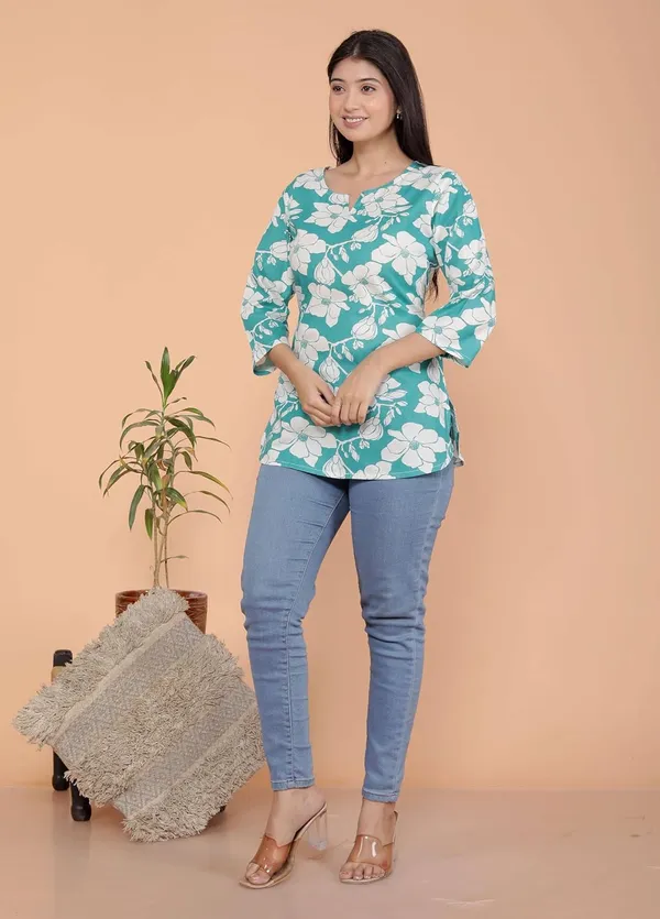 Sky_Blue_Cotton_Tunic_Kurti_For_Women