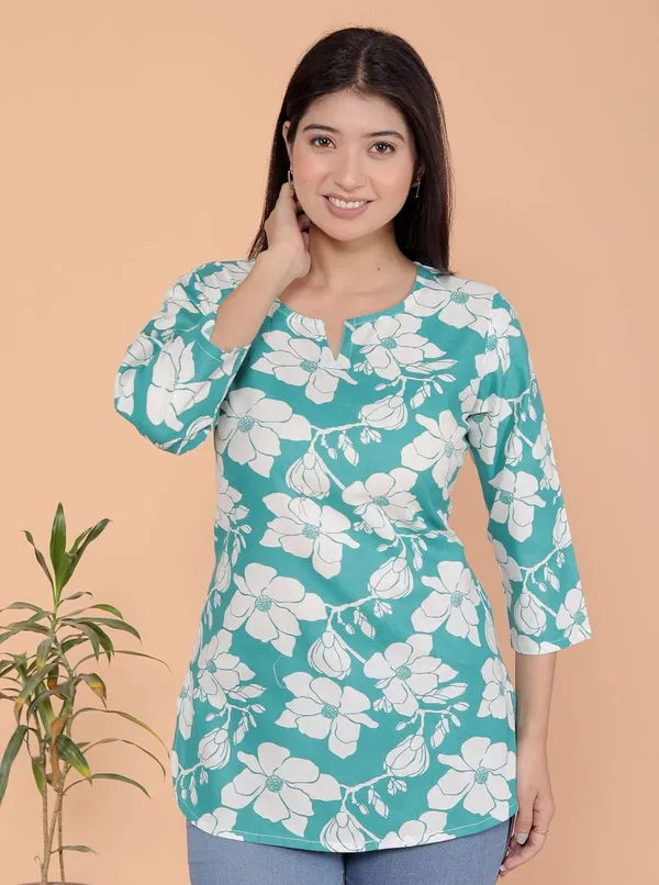 Sky_Blue_Cotton_Tunic_Kurti_For_Women