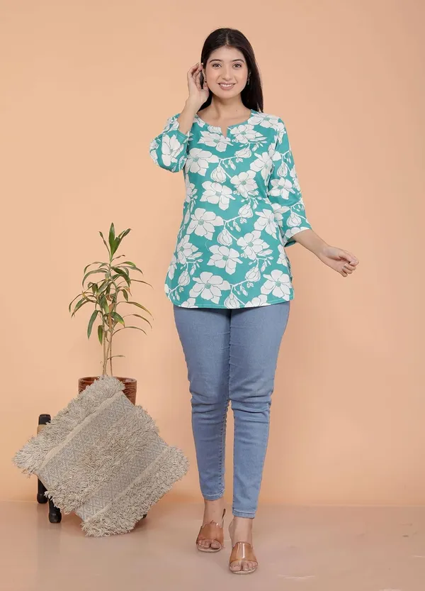 Sky_Blue_Cotton_Tunic_Kurti_For_Women